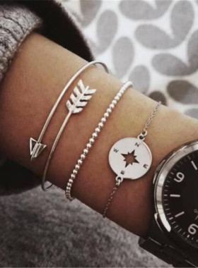 街拍欧美风韩版箭头指南针手链