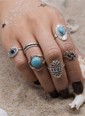 波西米亚风树叶雕刻戒指官网同款