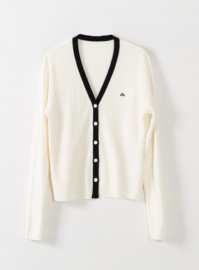 玛洛薇 M-36502 撞色边显瘦百搭针织开衫