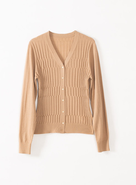 玛洛薇 M-35871 紧身美利奴羊毛开衫针织打底毛衣女