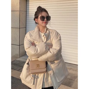 赵露思同款pu皮衣小香风棉服女外套2023冬新款学生韩版宽松面包服