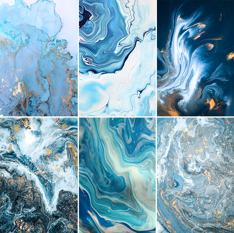 蓝色抽象水墨山水大理石纹理背景墙纸装饰画高清图片素材