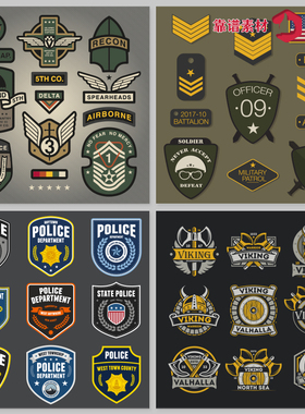 美式军事战争军绿色队徽队标队服UI图标LOGO矢量设计素材