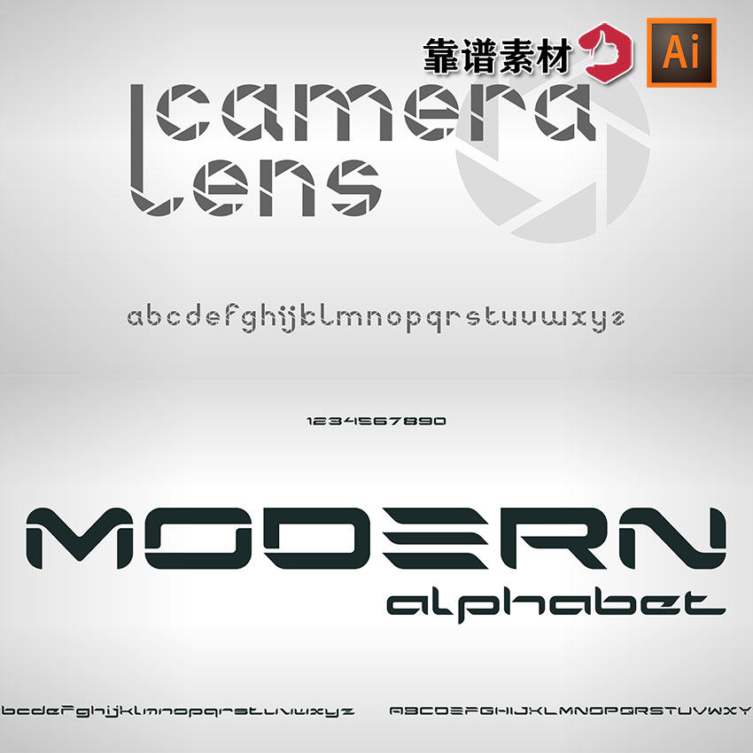 未来创新科技创意标题字logo26个英文字母字体设计ai矢量素材