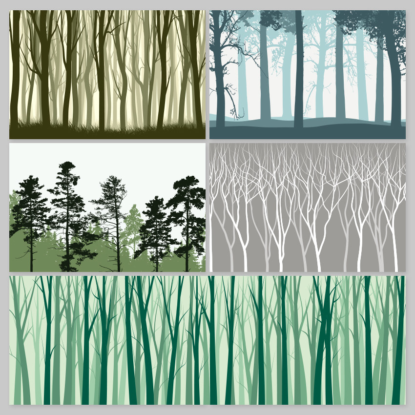 北欧简约圣诞节森林丛林树林剪影背景墙纸eps矢量素材