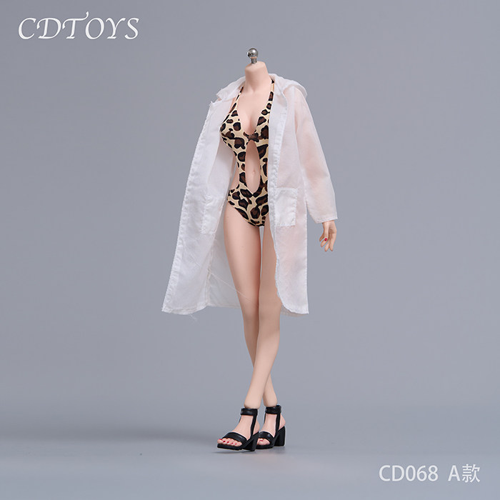 现货cdtoys cd068 1/6女兵人连体泳衣比基尼防晒衣套装 适合1/6