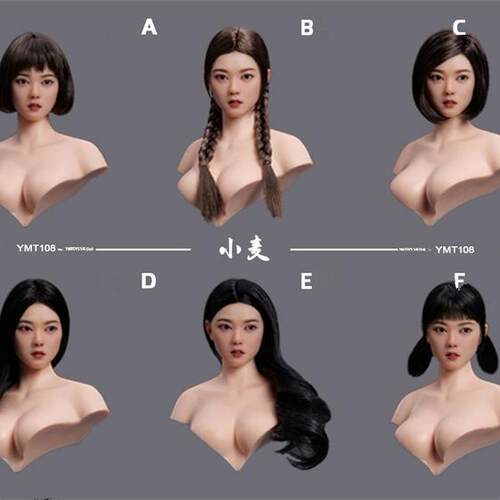 预售定金YMTOYS 1/6女兵人可动眼亚洲女头雕小麦YMT108适合女素体