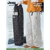 户外直筒防风防寒加厚滑雪裤 JEEP 子 冲锋裤 冬季 SPIRIT羽绒裤 男士