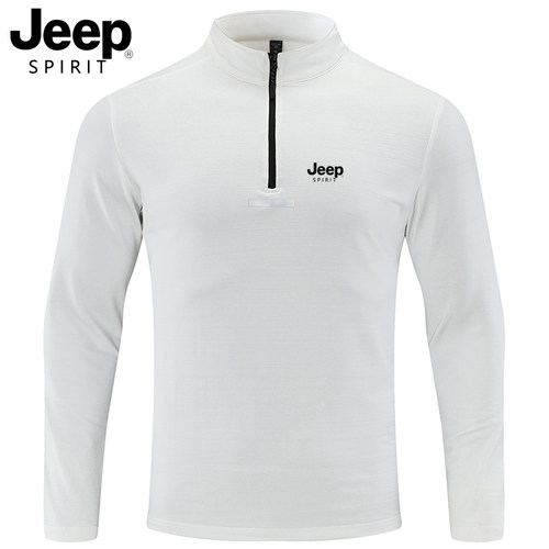 JEEP SPIRIT 吉普运动长袖T恤男半拉链立领宽松休闲健身跑步上衣