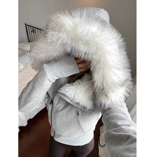 加厚毛绒内胆卫衣棉服