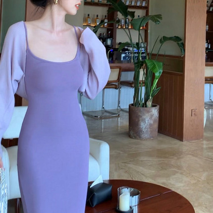 卡戴珊美式复古针织吊带长裙女S曲线夏季新款连衣裙修身包臀裙子