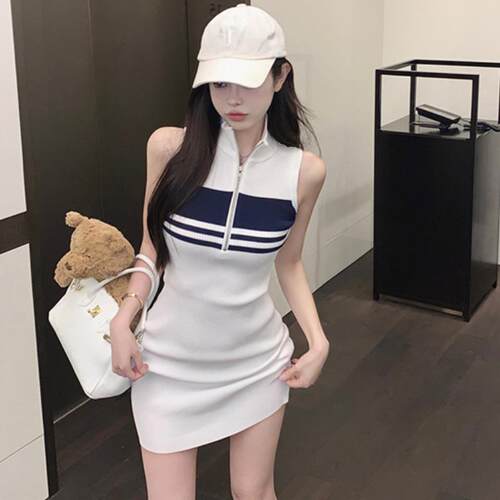 小立领连衣裙短裙透气女运动