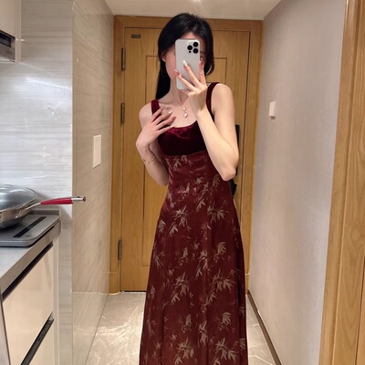 吊带连衣裙女气质宴会小红裙