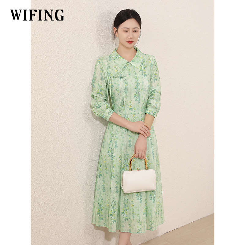 未风纯棉新中式长袖裙子