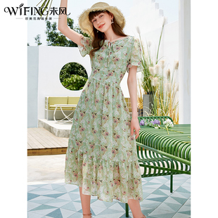 未风碎花雪纺连衣裙女夏2026年新款女装夏天气质收腰显瘦长款长裙