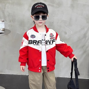 儿童运动夹克炸街小少爷痞帅衣服春秋季 男童机车服外套2025新款 潮