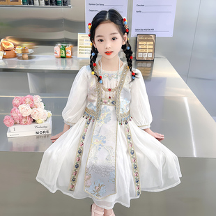 女童新款春装连衣裙民族风儿童裙子巨好看宝宝中国风表演服春秋款