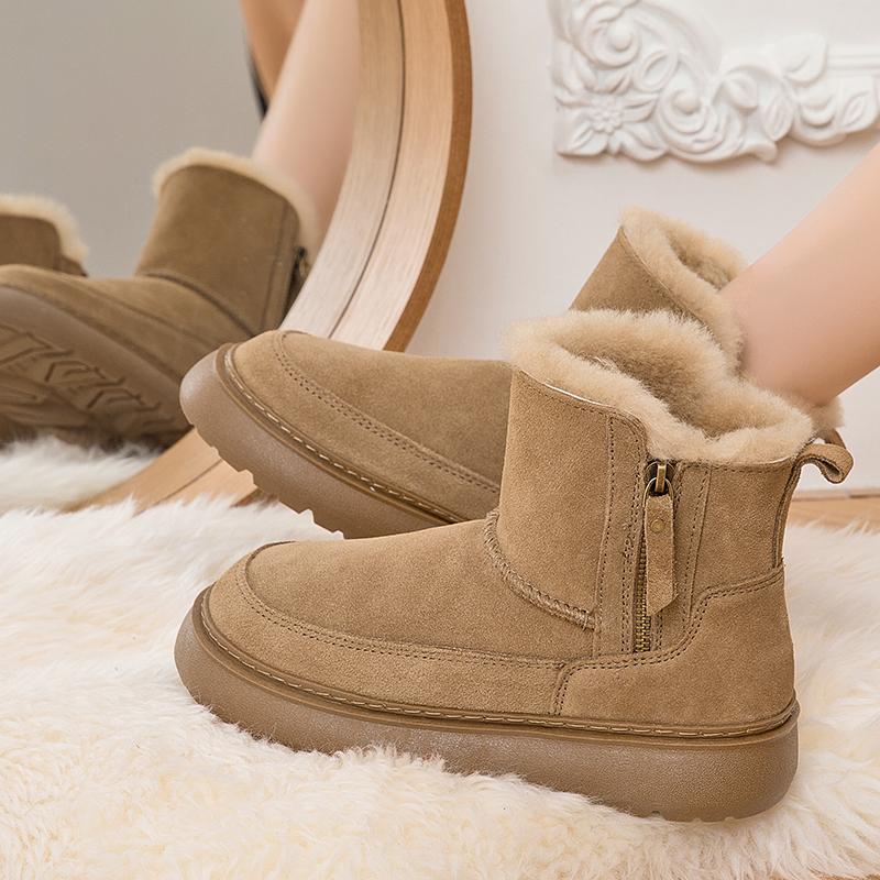 皮毛一体雪地靴女厚底纯羊毛棉靴