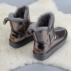 2021冬款雪地靴女皮面羊毛短筒靴加厚保暖防滑防水厚底東北棉鞋女