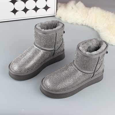 2025新款满钻真皮全羊毛雪地靴女