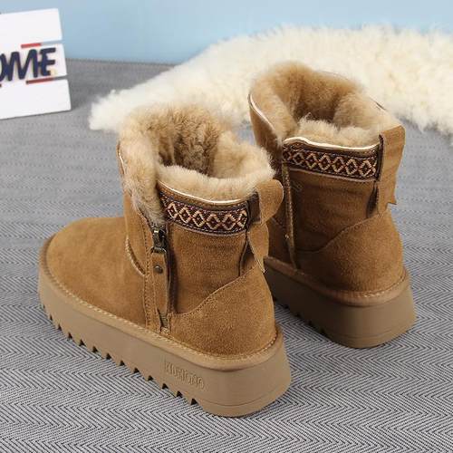 2025新款侧拉链皮毛一体雪地靴女
