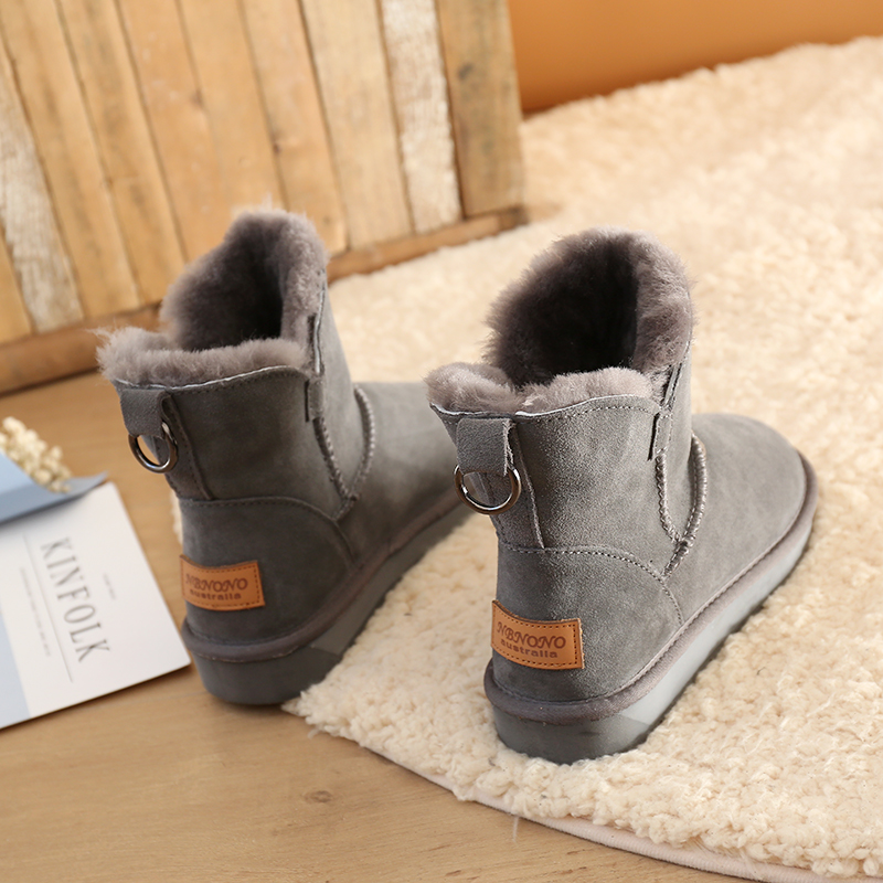 保暖牛皮羊毛一体厚底棉鞋雪地靴