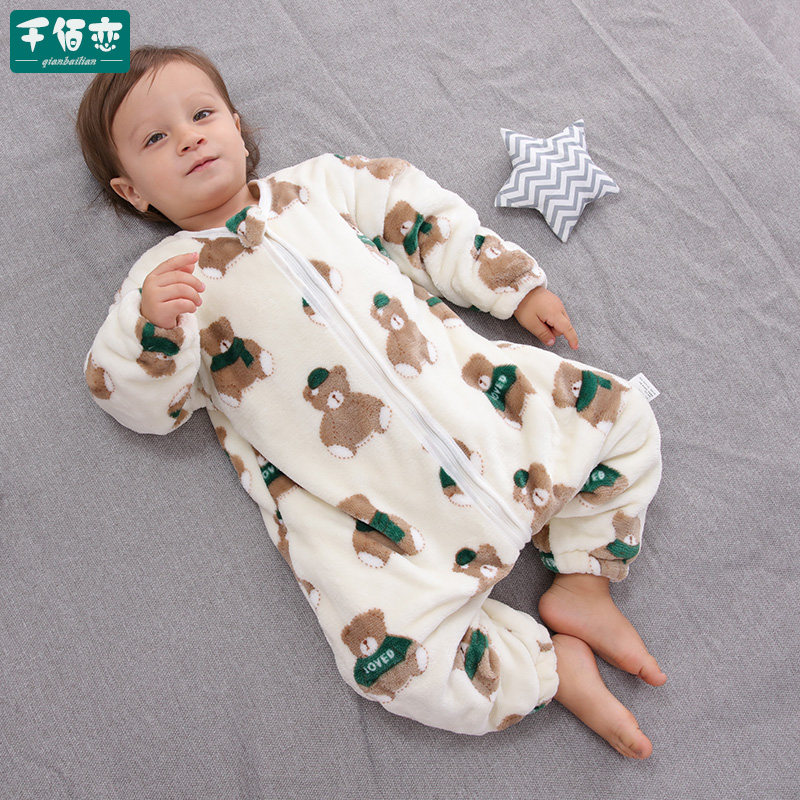 婴儿睡袋儿童秋冬季加厚法兰绒连体家居服睡衣新款宝宝分腿防踢被,婴童用品,睡袋/防踢被,淘宝优惠券,粉丝福利购,淘宝优惠卷