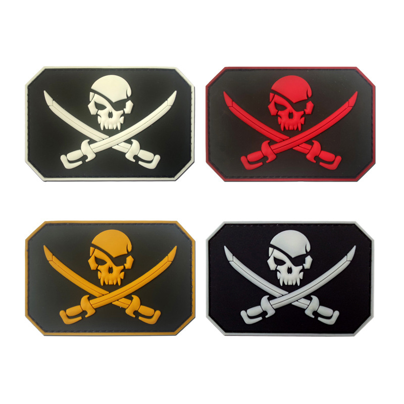PVC 3D橡胶魔术贴章仔骷髅头海盗旗帜臂章战术包配贴章徽章补丁