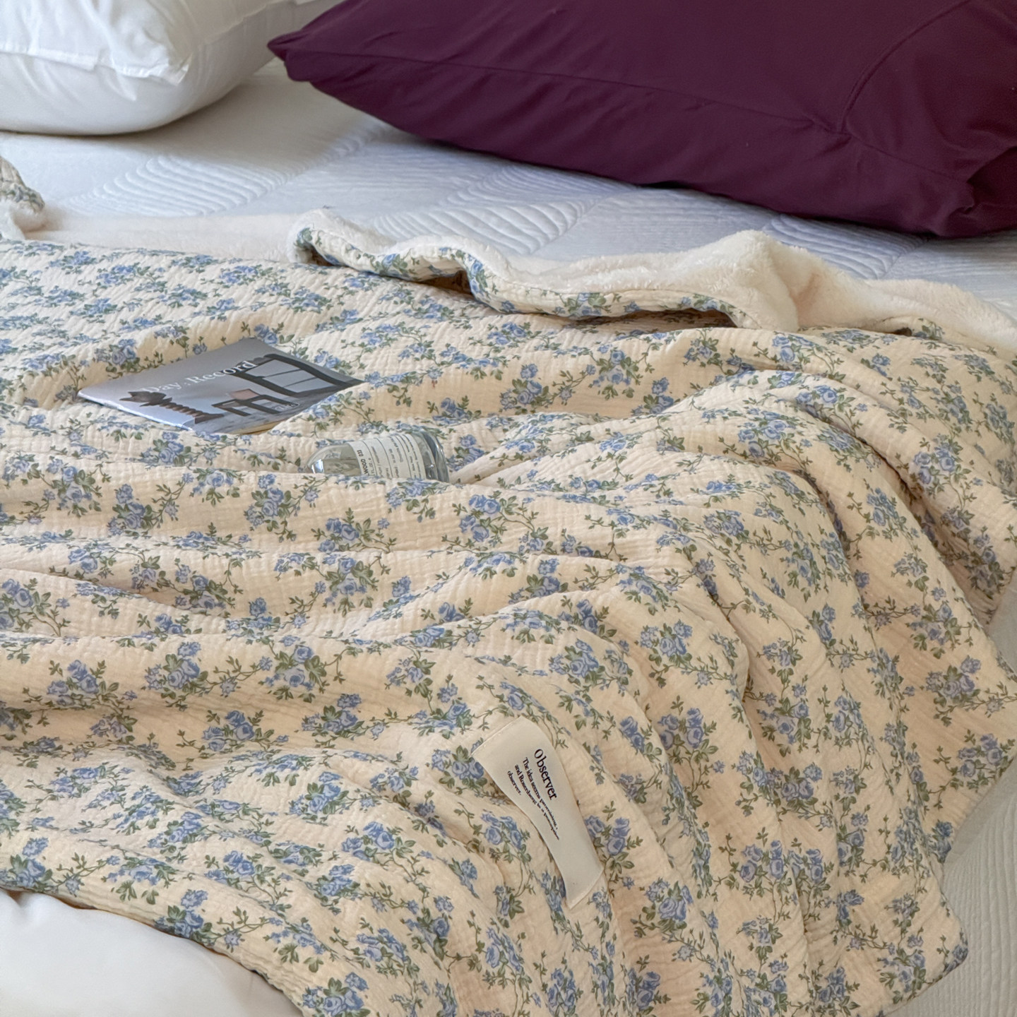 小碎花软糯纱布全棉毛毯子学生保暖糯米绒装饰毯办公室盖毯空调毯