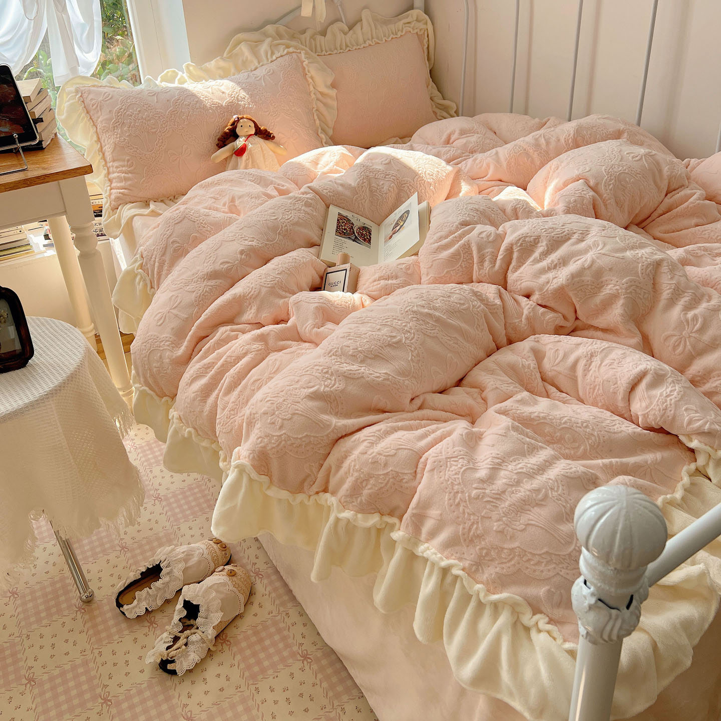 博主风牛奶绒舒适四件套