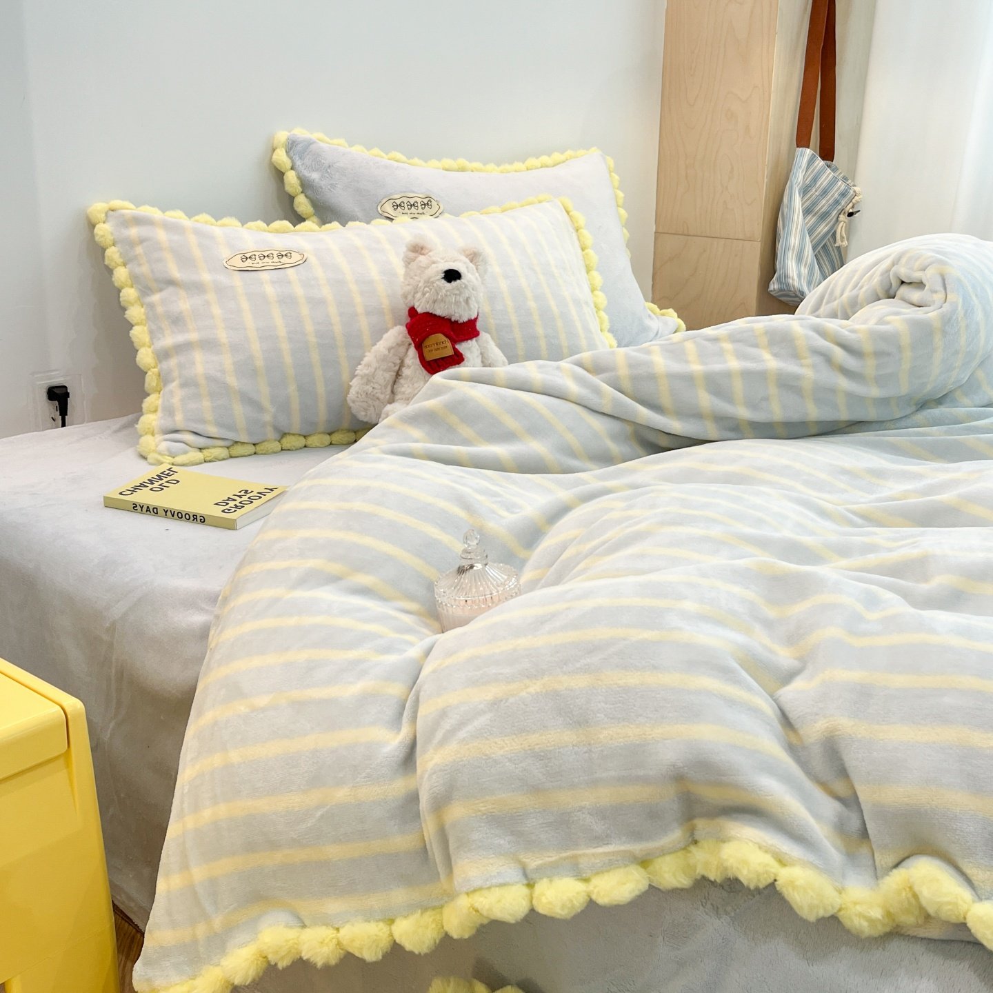 海盐波点牛奶绒四件套秋冬保暖双面绒毛球法兰绒被套珊瑚绒床单,床上用品,床品套件/四件套/多件套,淘宝优惠券,粉丝福利购,淘宝优惠卷