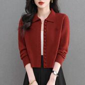 早秋2025新款 东莞大朗高端翻领带毛衣针织衫 不起球女正品 深圳南油