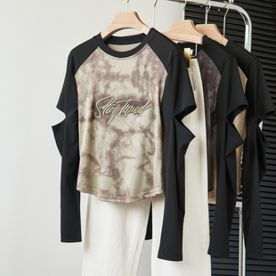 青岛即墨纯棉T恤广州广东十三行女装寸衫女长袖t恤打底薄款大码