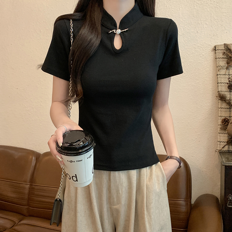 口碑推荐！即墨短袖超好看正肩T恤女2024夏季别致绝美上衣小个子