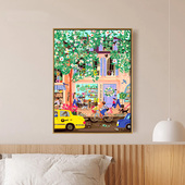 数字油画diy填色手工填充手绘治愈风景丙烯装 饰鲜花小街画画油彩