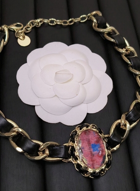 新款金色钻石穿皮气质小众高级简约千格名媛风锁骨链项链短款项链