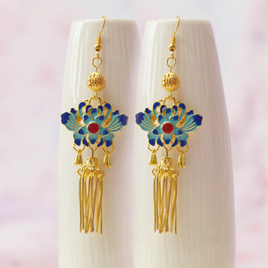 古风景泰蓝蝴蝶流苏耳环