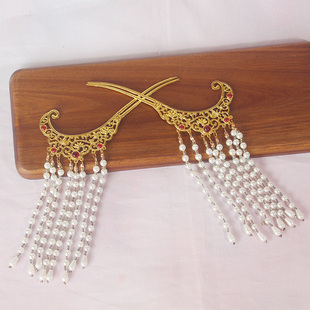 红楼梦古代贵妇贵族博鬓琉璃花枝步摇双面仿珍珠发簪古风汉服头饰