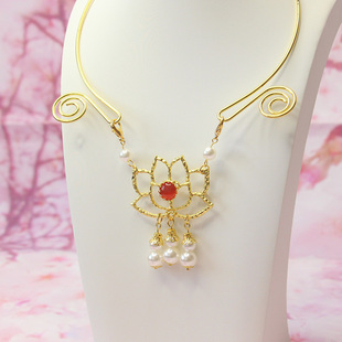 爱莲说青莲璎珞古风莲花汉服诃子裙颈链黛玉项圈敦煌唐妆素雅项链