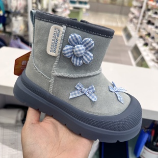 专柜正品江博士25冬季女童二阶加绒保暖舒适雪地靴1B14A4134AW4