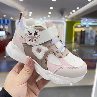 专柜正品江博士2025年冬款二段女童加绒运动鞋保暖高帮鞋轻防滑