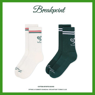 Breakpoint网球拍周边主题运动纯棉中筒袜刺绣提花球拍毛巾底男女