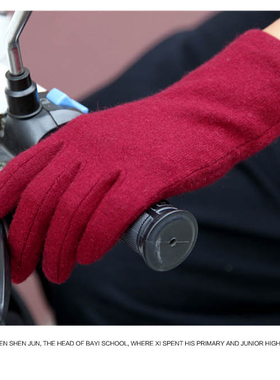 女士秋冬季单层羊毛布手套防风保暖跑步骑行手套触屏YL020