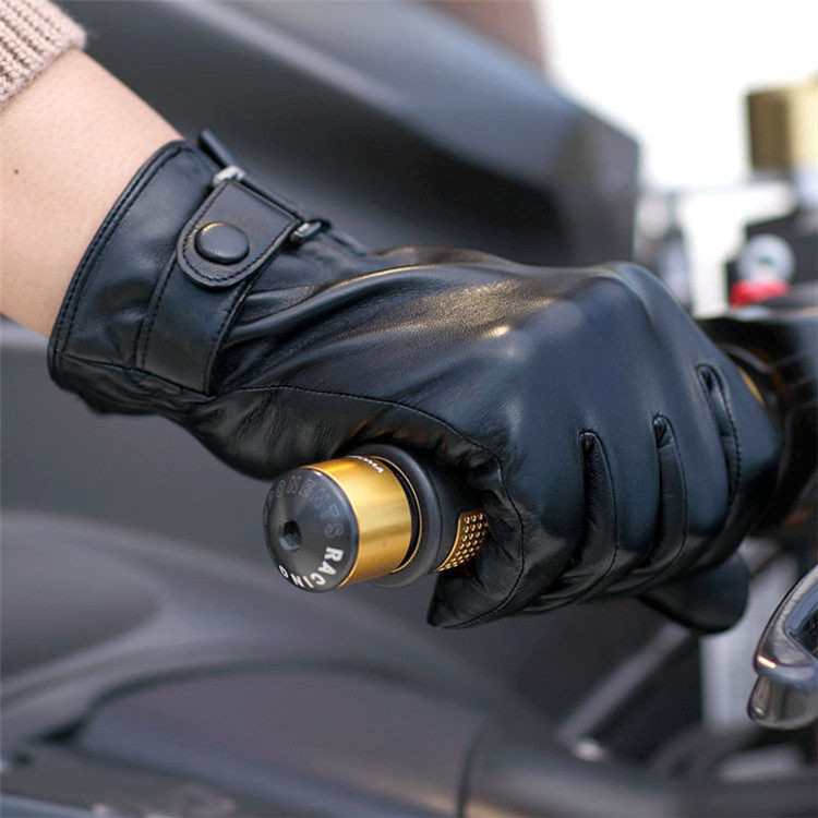 男士羊皮加绒保暖户外手套