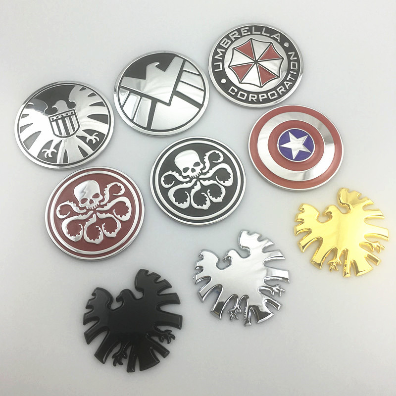 神盾局美国队长车标个性改装金属车贴3D立体车身划痕随意贴尾箱