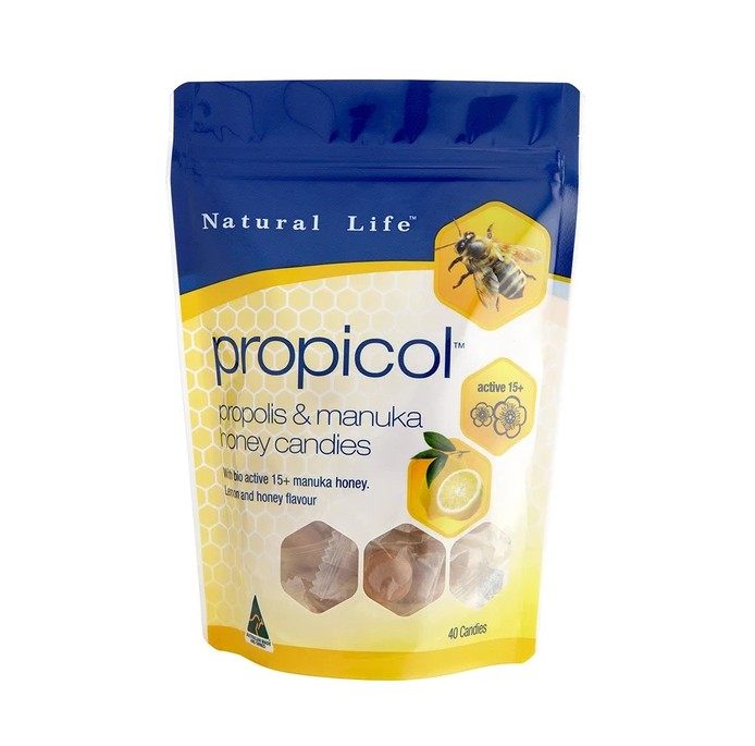 澳洲原装进口Natural life蜂胶蜂蜜糖40粒propolis柠檬麦卢卡15+