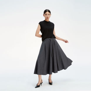 立体剪裁高腰A型伞裙大裙摆优雅气质半身裙 赫本风 LORRAINE