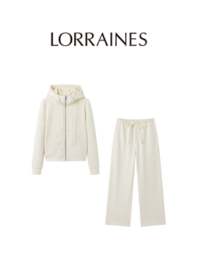 LORRAINES 休息日-好打理休闲连帽卫衣九分裤长裤运动套装懒人装