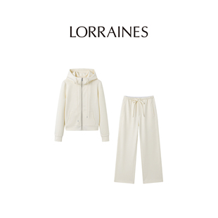 LORRAINES 休息日-好打理休闲连帽卫衣九分裤长裤运动套装懒人装
