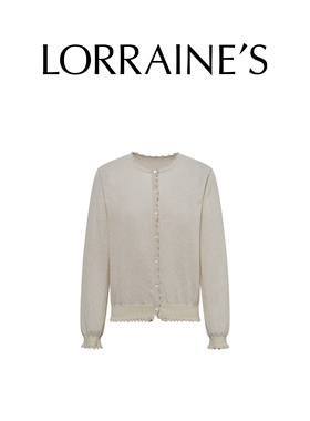LORRAINES法式衣橱系列-氛围感亚麻天丝棉木耳边长袖针织空调衫